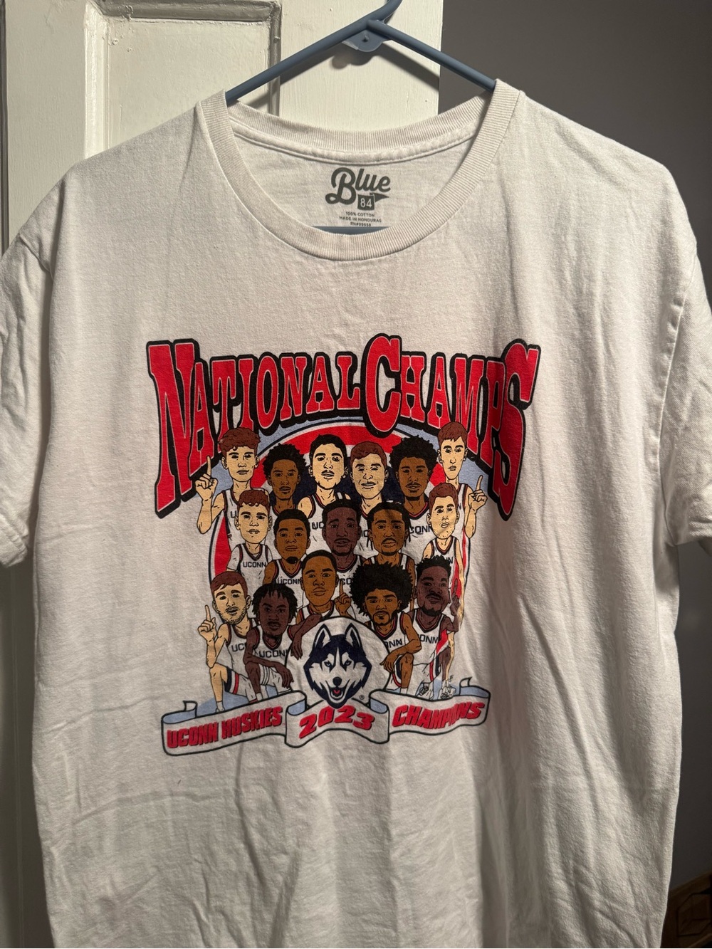 Blue 84 White "National Champs" UConn Huskies 2023 Graphic Tee
